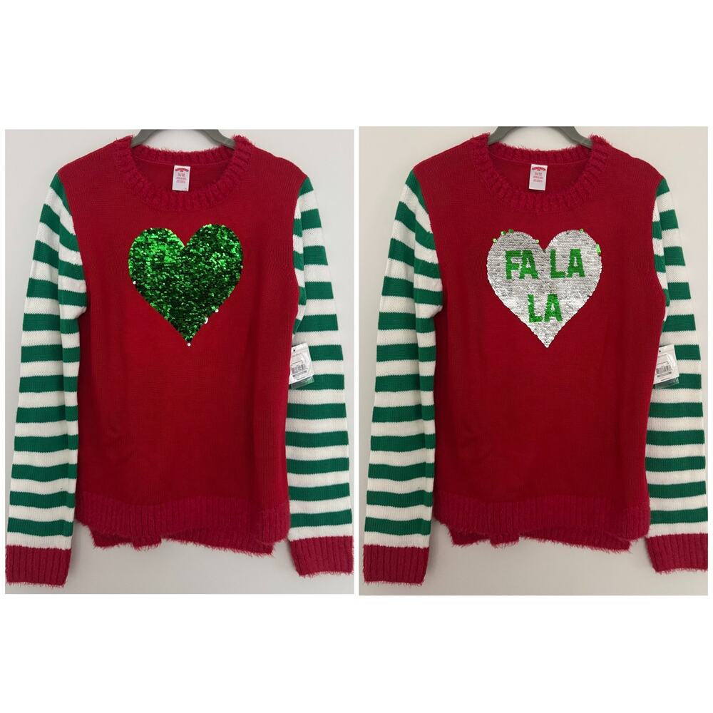 Holiday Time 'Fa La La' Sequin Novelty Christmas Sweater